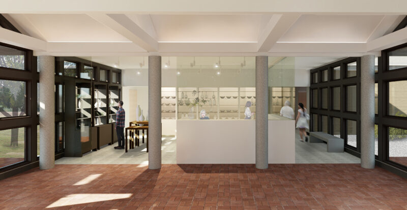 North-facing rendering of new gift shop in the visitors’ center at Locust Grove